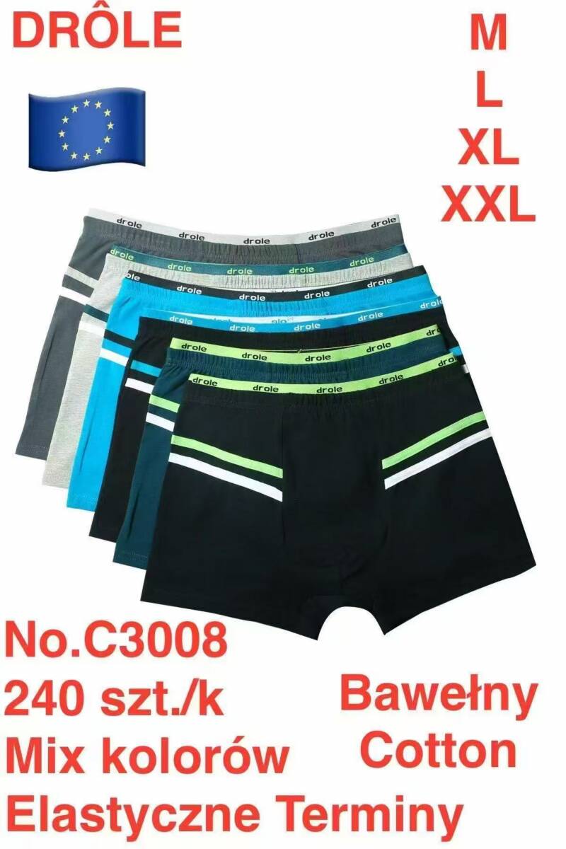 Bokserki męskie Roz M-2XL, Mix kolor Paczka 24 szt